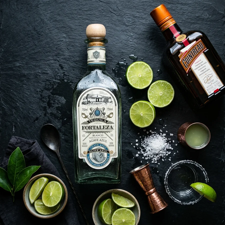 Ingredients for a classic margarita