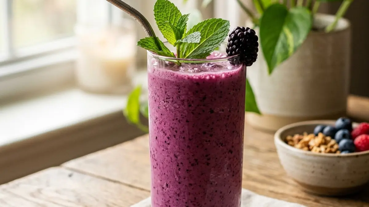 Healthy berry power smoothie for breakfast