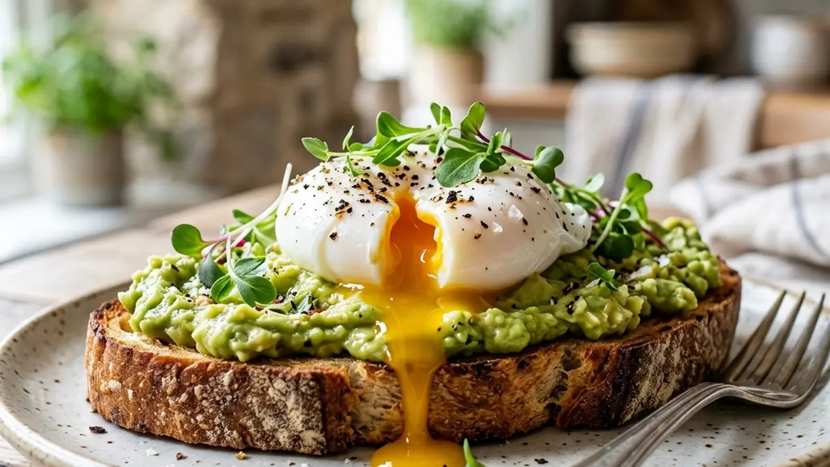 Avocado toast with poached egg breakfast idea