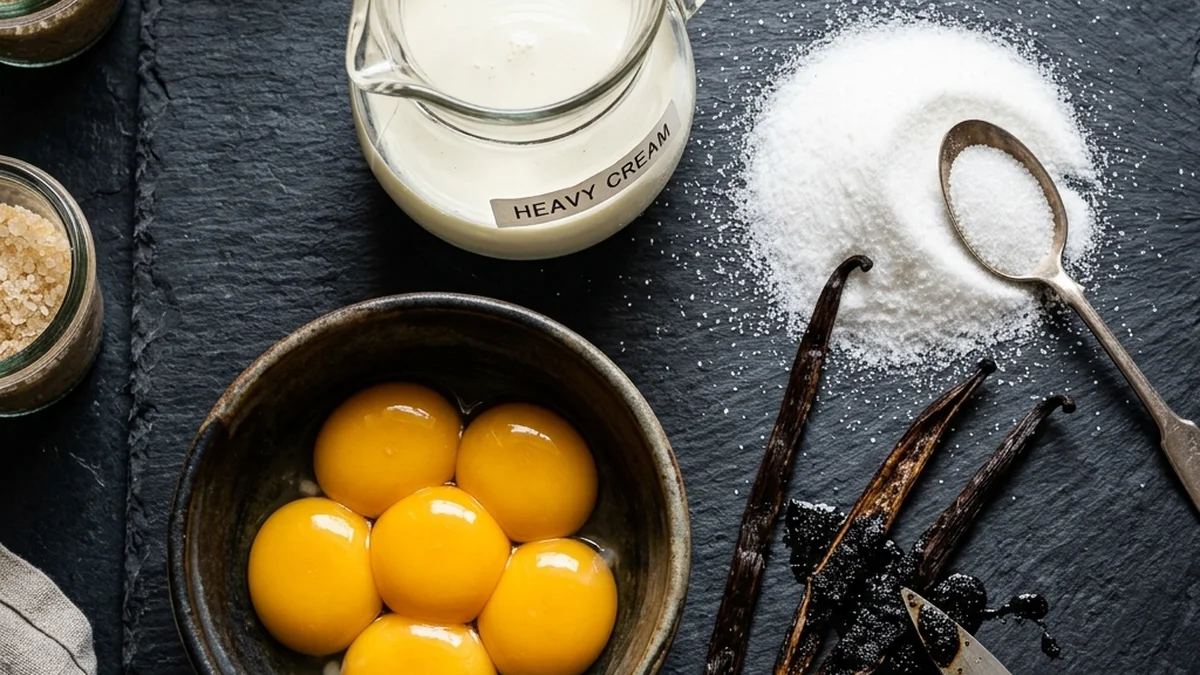 Creme Brulee Ingredients Flat Lay