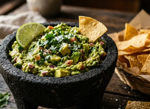 The Authentic Mexican Guacamole Recipe (No Fillers) A rustic bowl of thick, chunky authentic Mexican guacamole with crispy tortilla chips