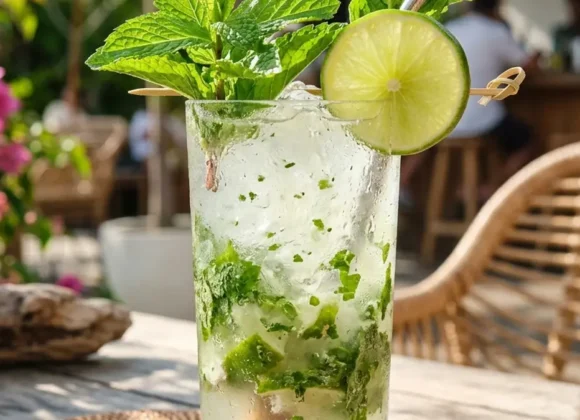 Classic refreshing mojito recipe in a highball glass