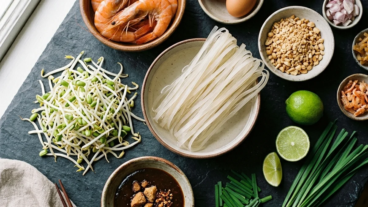 Pad Thai Ingredients Flat Lay