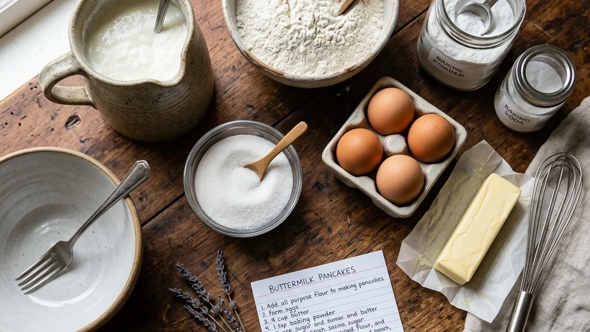 Pancake Ingredients Flat Lay