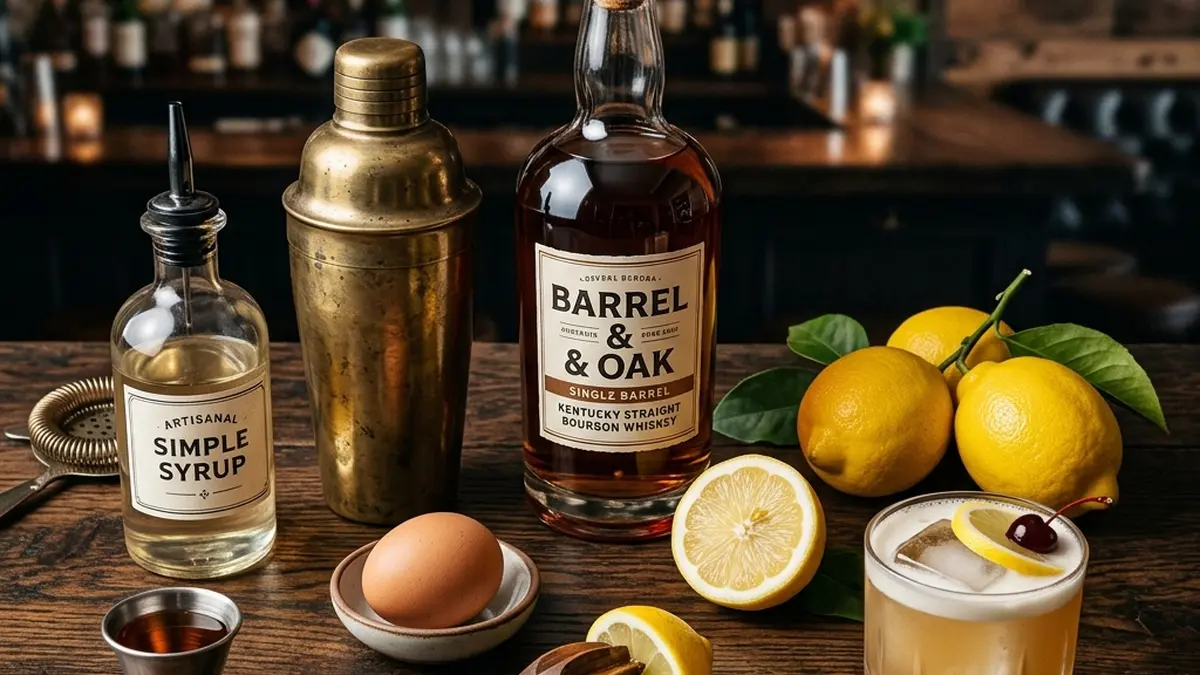 Whiskey sour ingredients like bourbon and lemon