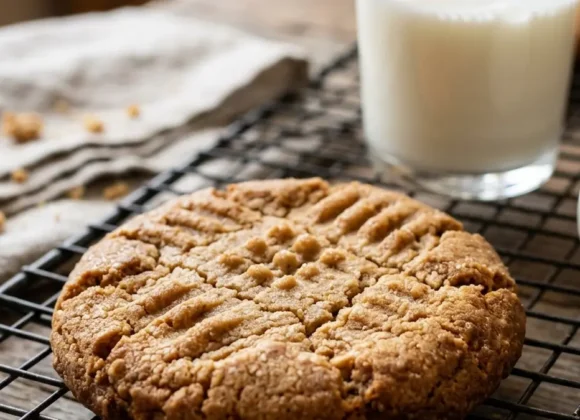 Soft and chewy peanut butter cookies on a wire rack
