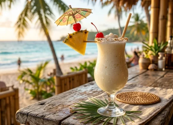 Classic Frozen Pina Colada Recipe in a Hurricane Glass