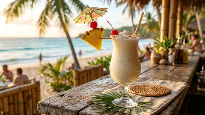 Classic Frozen Pina Colada Recipe in a Hurricane Glass
